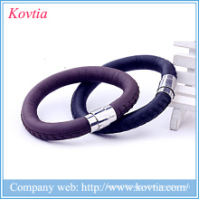 Magnetic leather bracelet stainless steel buckle charm bracelet mens